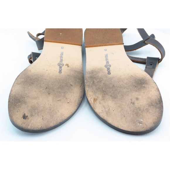 Treasure & Bond T-Strap Sandals Gray Leather Women Shoes Size 8 Medium - Picture 6 of 6